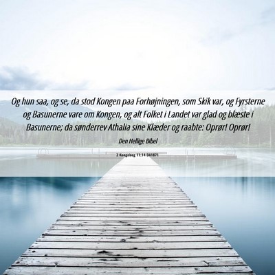 Picture 06 - 2 Kongebog 11:14 DA1871 - Og hun saa, og se, da stod Kongen paa - Bible Verse Picture