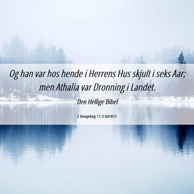 Picture 06 - 2 Kongebog 11:3 DA1871 - Og han var hos hende i Herrens Hus skjult i seks - Bible Verse Picture