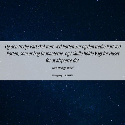 Picture 06 - 2 Kongebog 11:6 DA1871 - Og den tredje Part skal være ved Porten Sur og - Bible Verse Picture