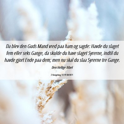 Picture 06 - 2 Kongebog 13:19 DA1871 - Da blev den Guds Mand vred paa ham og sagde: - Bible Verse Picture