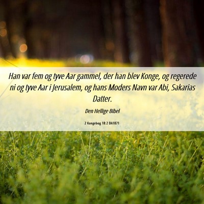 Picture 06 - 2 Kongebog 18:2 DA1871 - Han var fem og tyve Aar gammel, der han blev - Bible Verse Picture