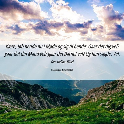 Picture 06 - 2 Kongebog 4:26 DA1871 - Kære, løb hende nu i Møde og sig til hende: - Bible Verse Picture
