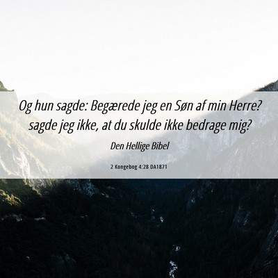 Picture 06 - 2 Kongebog 4:28 DA1871 - Og hun sagde: Begærede jeg en Søn af min Herre? - Bible Verse Picture