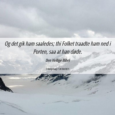 Picture 06 - 2 Kongebog 7:20 DA1871 - Og det gik ham saaledes; thi Folket traadte ham - Bible Verse Picture