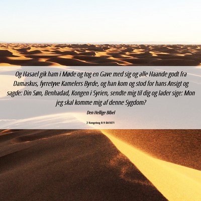 Picture 06 - 2 Kongebog 8:9 DA1871 - Og Hasael gik ham i Møde og tog en Gave med sig - Bible Verse Picture