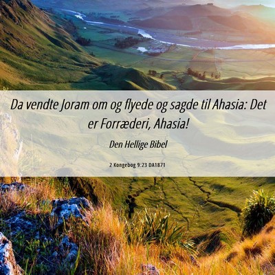 Picture 06 - 2 Kongebog 9:23 DA1871 - Da vendte Joram om og flyede og sagde til Ahasia: - Bible Verse Picture