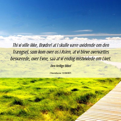 Picture 06 - 2 Korintherne 1:8 DA1871 - Thi vi ville ikke, Brødre! at I skulle være - Bible Verse Picture