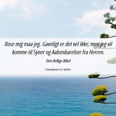 Picture 06 - 2 Korintherne 12:1 DA1871 - Rose mig maa jeg. Gavnligt er det vel ikke; men - Bible Verse Picture