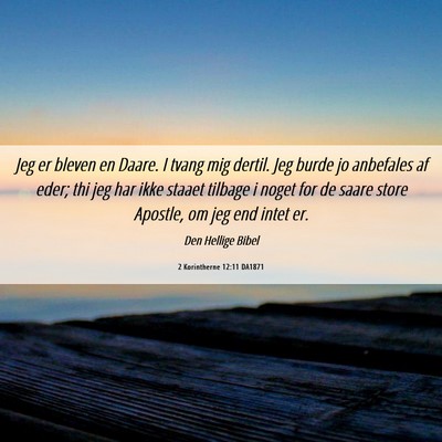 Picture 06 - 2 Korintherne 12:11 DA1871 - Jeg er bleven en Daare. I tvang mig dertil. Jeg - Bible Verse Picture