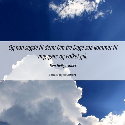 Picture 06 - 2 Krønikebog 10:5 DA1871 - Og han sagde til dem: Om tre Dage saa kommer til - Bible Verse Picture