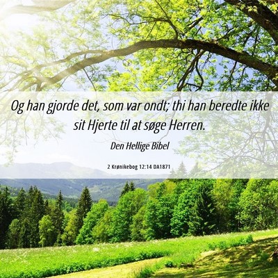 Picture 06 - 2 Krønikebog 12:14 DA1871 - Og han gjorde det, som var ondt; thi han beredte - Bible Verse Picture