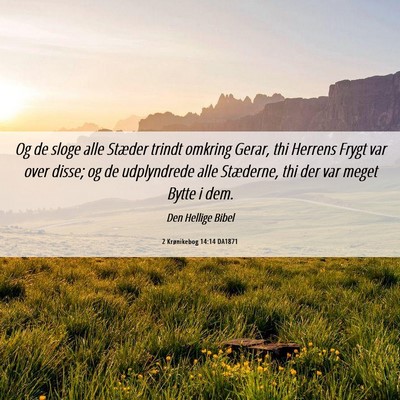 Picture 06 - 2 Krønikebog 14:14 DA1871 - Og de sloge alle Stæder trindt omkring Gerar, - Bible Verse Picture