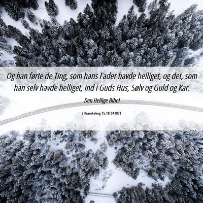 Picture 06 - 2 Krønikebog 15:18 DA1871 - Og han førte de Ting, som hans Fader havde - Bible Verse Picture