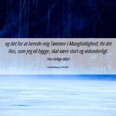 Picture 06 - 2 Krønikebog 2:9 DA1871 - og det for at berede mig Tømmer i Mangfoldighed; - Bible Verse Picture