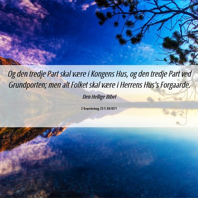Picture 06 - 2 Krønikebog 23:5 DA1871 - Og den tredje Part skal være i Kongens Hus, og - Bible Verse Picture