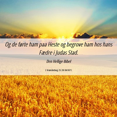 Picture 06 - 2 Krønikebog 25:28 DA1871 - Og de førte ham paa Heste og begrove ham hos - Bible Verse Picture