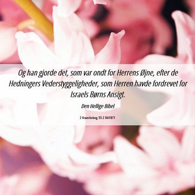 Picture 06 - 2 Krønikebog 33:2 DA1871 - Og han gjorde det, som var ondt for Herrens - Bible Verse Picture