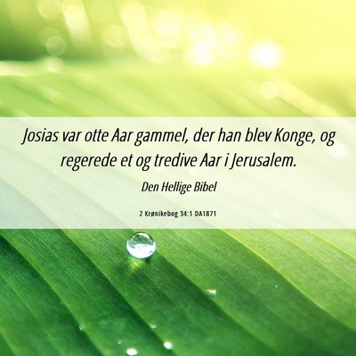 Picture 06 - 2 Krønikebog 34:1 DA1871 - Josias var otte Aar gammel, der han blev Konge, - Bible Verse Picture