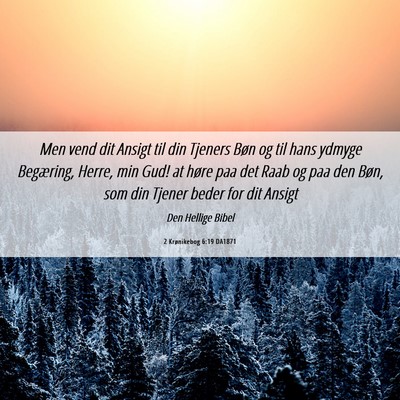 Picture 06 - 2 Krønikebog 6:19 DA1871 - Men vend dit Ansigt til din Tjeners Bøn og til - Bible Verse Picture