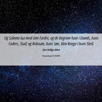 Picture 06 - 2 Krønikebog 9:31 DA1871 - Og Salomo laa med sine Fædre, og de begrove ham - Bible Verse Picture