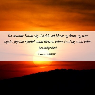 Picture 06 - 2 Mosebog 10:16 DA1871 - Da skyndte Farao sig at kalde ad Mose og Aron, og - Bible Verse Picture