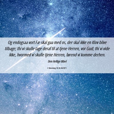 Picture 06 - 2 Mosebog 10:26 DA1871 - Og endogsaa vort Fæ skal gaa med os, der skal - Bible Verse Picture