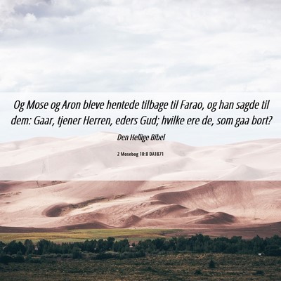 Picture 06 - 2 Mosebog 10:8 DA1871 - Og Mose og Aron bleve hentede tilbage til Farao, - Bible Verse Picture
