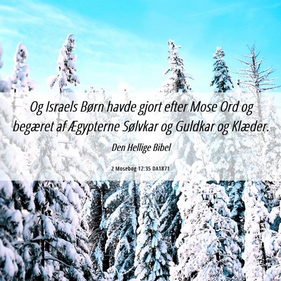 Picture 06 - 2 Mosebog 12:35 DA1871 - Og Israels Børn havde gjort efter Mose Ord og - Bible Verse Picture