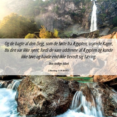 Picture 06 - 2 Mosebog 12:39 DA1871 - Og de bagte af den Dejg, som de førte fra - Bible Verse Picture