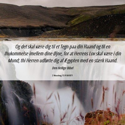 Picture 06 - 2 Mosebog 13:9 DA1871 - Og det skal være dig til et Tegn paa din Haand - Bible Verse Picture