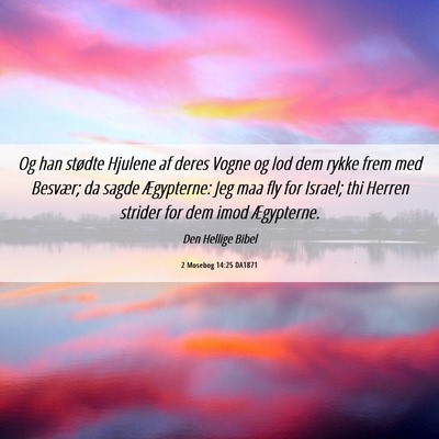 Picture 06 - 2 Mosebog 14:25 DA1871 - Og han stødte Hjulene af deres Vogne og lod dem - Bible Verse Picture