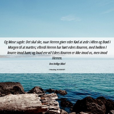 Picture 06 - 2 Mosebog 16:8 DA1871 - Og Mose sagde: Det skal ske, naar Herren giver - Bible Verse Picture
