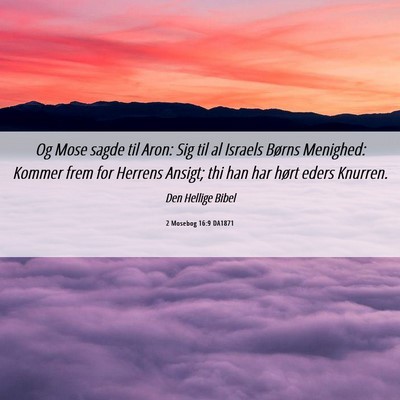 Picture 06 - 2 Mosebog 16:9 DA1871 - Og Mose sagde til Aron: Sig til al Israels Børns - Bible Verse Picture