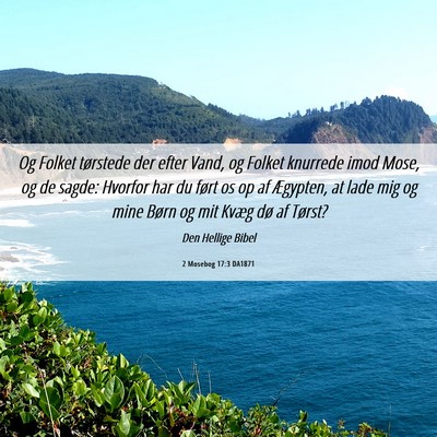 Picture 06 - 2 Mosebog 17:3 DA1871 - Og Folket tørstede der efter Vand, og Folket - Bible Verse Picture