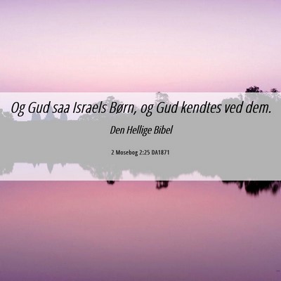 Picture 06 - 2 Mosebog 2:25 DA1871 - Og Gud saa Israels Børn, og Gud kendtes ved - Bible Verse Picture
