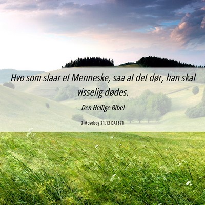 Picture 06 - 2 Mosebog 21:12 DA1871 - Hvo som slaar et Menneske, saa at det dør, han - Bible Verse Picture
