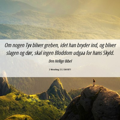 Picture 06 - 2 Mosebog 22:2 DA1871 - Om nogen Tyv bliver greben, idet han bryder ind, - Bible Verse Picture