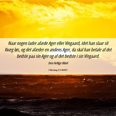Picture 06 - 2 Mosebog 22:5 DA1871 - Naar nogen lader afæde Ager eller Vingaard, idet - Bible Verse Picture