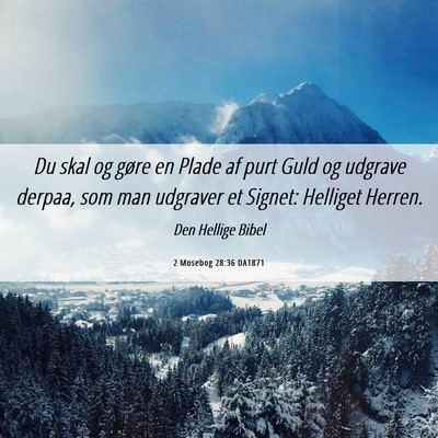 Picture 06 - 2 Mosebog 28:36 DA1871 - Du skal og gøre en Plade af purt Guld og udgrave - Bible Verse Picture