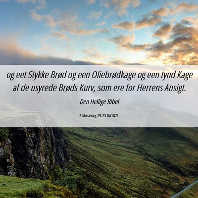 Picture 06 - 2 Mosebog 29:23 DA1871 - og eet Stykke Brød og een Oliebrødkage og een - Bible Verse Picture