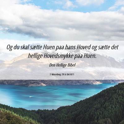 Picture 06 - 2 Mosebog 29:6 DA1871 - Og du skal sætte Huen paa hans Hoved og sætte - Bible Verse Picture