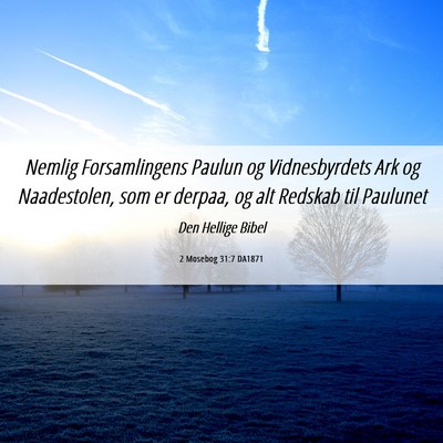 Picture 06 - 2 Mosebog 31:7 DA1871 - Nemlig Forsamlingens Paulun og Vidnesbyrdets Ark - Bible Verse Picture