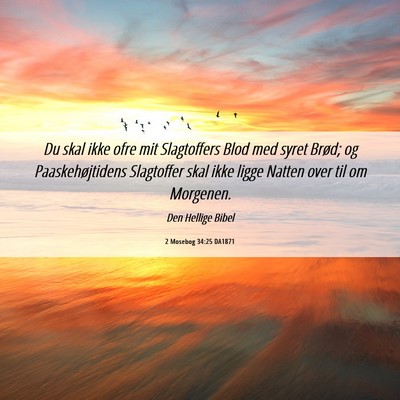 Picture 06 - 2 Mosebog 34:25 DA1871 - Du skal ikke ofre mit Slagtoffers Blod med syret - Bible Verse Picture