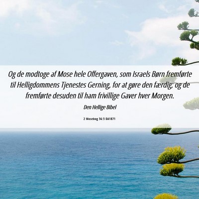 Picture 06 - 2 Mosebog 36:3 DA1871 - Og de modtoge af Mose hele Offergaven, som - Bible Verse Picture