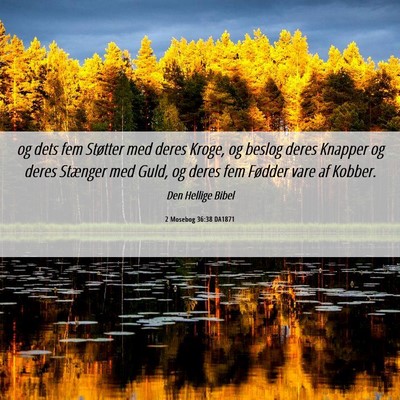 Picture 06 - 2 Mosebog 36:38 DA1871 - og dets fem Støtter med deres Kroge, og beslog - Bible Verse Picture