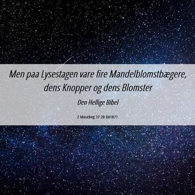 Picture 06 - 2 Mosebog 37:20 DA1871 - Men paa Lysestagen vare fire Mandelblomstbægere, - Bible Verse Picture