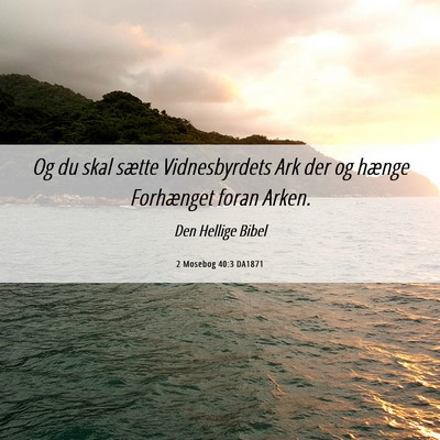 Picture 06 - 2 Mosebog 40:3 DA1871 - Og du skal sætte Vidnesbyrdets Ark der og hænge - Bible Verse Picture