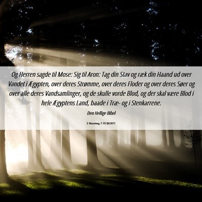 Picture 06 - 2 Mosebog 7:19 DA1871 - Og Herren sagde til Mose: Sig til Aron: Tag din - Bible Verse Picture