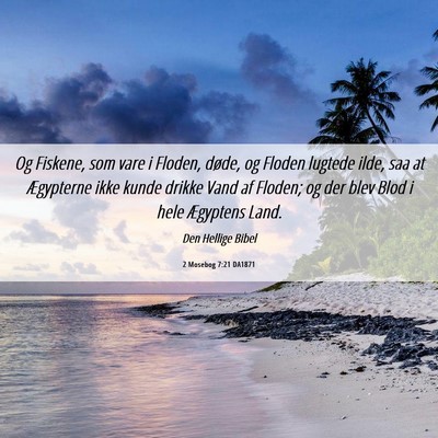Picture 06 - 2 Mosebog 7:21 DA1871 - Og Fiskene, som vare i Floden, døde, og Floden - Bible Verse Picture