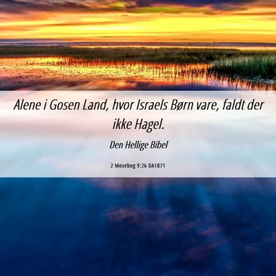 Picture 06 - 2 Mosebog 9:26 DA1871 - Alene i Gosen Land, hvor Israels Børn vare, - Bible Verse Picture